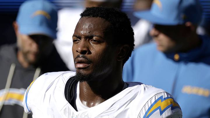 Oct 4, 2026; Seattle, Washington, USA;  Los Angeles Chargers running back Kimani Vidal (28) is seen during halftime against the Seattle Seahawks at Lumen Field.  Mandatory Credit: Joe Nicholson-Imagn Images
