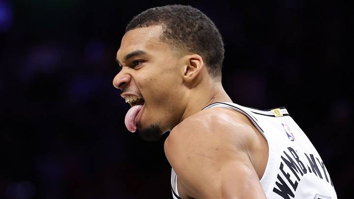 MIAMI, FLORIDA - MARCH 23: Victor Wembanyama #1 of the San Antonio Spurs reacts during the second quarter of the game against the Miami Heat at Kaseya Center on March 23, 2026 in Miami, Florida. NOTE TO USER: User expressly acknowledges and agrees that, by downloading and or using this photograph, User is consenting to the terms and conditions of the Getty Images License Agreement. (Photo by Megan Briggs/Getty Images) MIAMI, FLORIDA - MARCH 23: Victor Wembanyama #1 of the San Antonio Spurs reacts during the second quarter of the game against the Miami Heat at Kaseya Center on March 23, 2026 in Miami, Florida. NOTE TO USER: User expressly acknowledges and agrees that, by downloading and or using this photograph, User is consenting to the terms and conditions of the Getty Images License Agreement. (Photo by Megan Briggs/Getty Images)