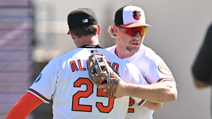 Feb 20, 2026; Sarasota, Florida, USA; Baltimore Orioles first baseman Pete Alonso (25) greets shortstop Gunnar Henderson (2) before the start of the spring training game against the New York Yankees at Ed Smith Stadium. Mandatory Credit: Jonathan Dyer-Imagn Images Feb 20, 2026; Sarasota, Florida, USA; Baltimore Orioles first baseman Pete Alonso (25) greets shortstop Gunnar Henderson (2) before the start of the spring training game against the New York Yankees at Ed Smith Stadium. Mandatory Credit: Jonathan Dyer-Imagn Images