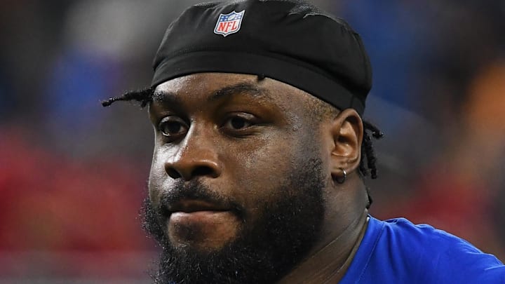 Detroit Lions defensive end Levi Onwuzurike (91) looks on after their game against the Tampa Bay Buccaneers Detroit Lions defensive end Levi Onwuzurike (91) looks on after their game against the Tampa Bay Buccaneers