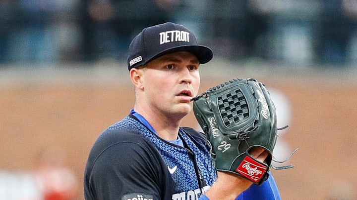 Detroit Tigers pitcher Tarik Skubal (29) throws against the Houston Astros during the fifth inning at Comerica Park in Detroit on Saturday, May 11, 2024.