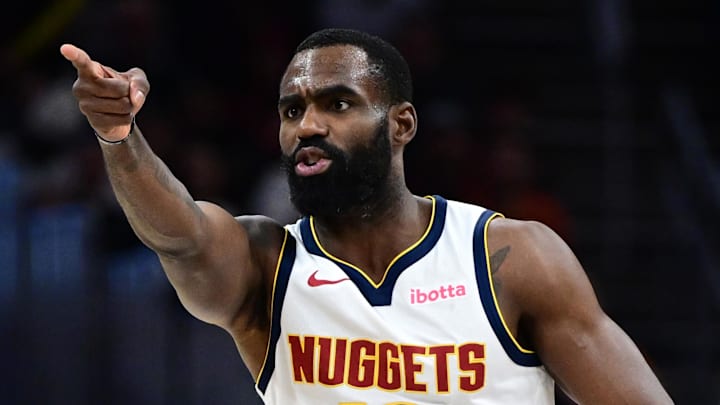 Denver Nuggets guard Tim Hardaway Jr. (10) reacts after making a three point basket during the second half against the Cleveland Cavaliers at Rocket Arena on Jan 2, 2026.
