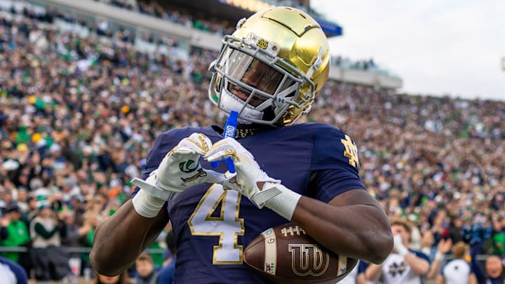 Notre Dame Fighting Irish - running back Jeremiyah Love Notre Dame Fighting Irish - running back Jeremiyah Love