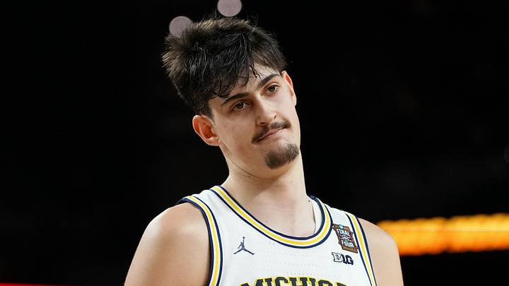 Apr 6, 2026; Indianapolis, IN, USA; Michigan Wolverines center Aday Mara (15) reacts after a play against the UConn Huskies during the first half in the national championship of the Final Four of the men's 2026 NCAA Tournament between the and the Michigan Wolverines at Lucas Oil Stadium. Mandatory Credit: Bob Donnan-Imagn Images Apr 6, 2026; Indianapolis, IN, USA; Michigan Wolverines center Aday Mara (15) reacts after a play against the UConn Huskies during the first half in the national championship of the Final Four of the men's 2026 NCAA Tournament between the and the Michigan Wolverines at Lucas Oil Stadium. Mandatory Credit: Bob Donnan-Imagn Images