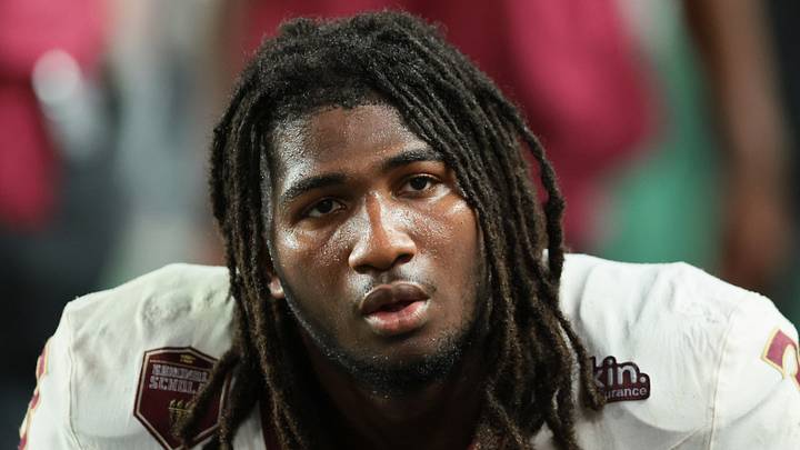 Oct 17, 2026; Miami Gardens, Florida, USA; Florida State Seminoles defensive line Mandrell Desir (3) looks on from the bench against the Miami Hurricanes during the second half at Hard Rock Stadium. Mandatory Credit: Sam Navarro-Imagn Images Oct 17, 2026; Miami Gardens, Florida, USA; Florida State Seminoles defensive line Mandrell Desir (3) looks on from the bench against the Miami Hurricanes during the second half at Hard Rock Stadium. Mandatory Credit: Sam Navarro-Imagn Images