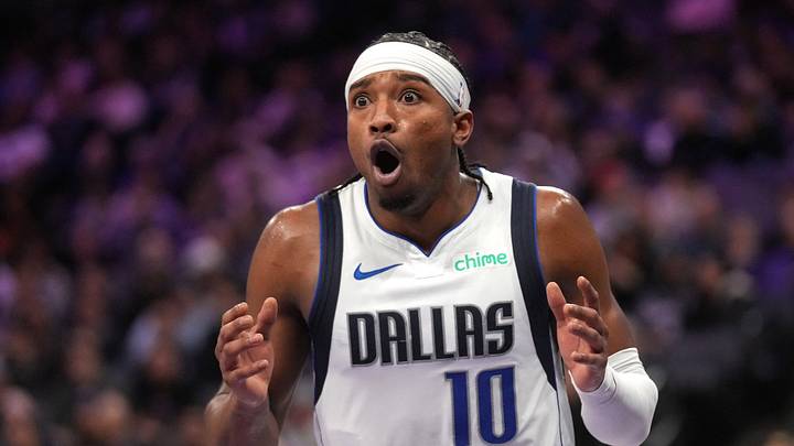 Jan 6, 2026; Sacramento, California, USA; Dallas Mavericks guard Brandon Williams (10) reacts after being called for a foul against the Sacramento Kings in the fourth quarter at the Golden 1 Center. Jan 6, 2026; Sacramento, California, USA; Dallas Mavericks guard Brandon Williams (10) reacts after being called for a foul against the Sacramento Kings in the fourth quarter at the Golden 1 Center.