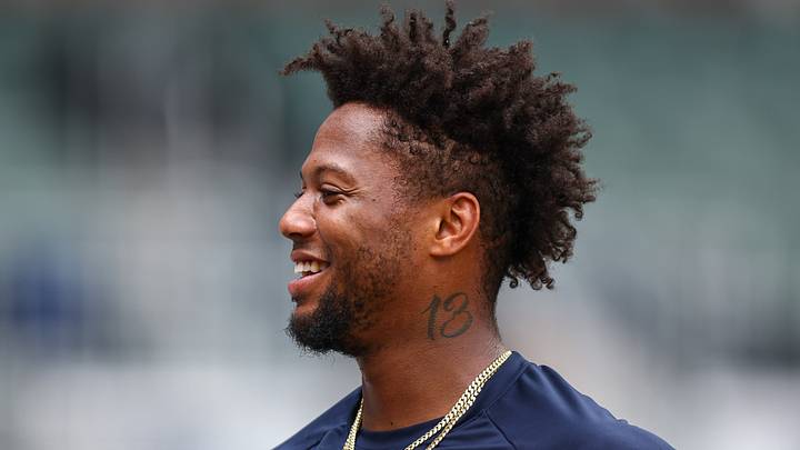 Jul 4, 2026; Cumberland, Georgia, USA; Atlanta Braves right fielder Ronald Acuna Jr. (13) during batting practice before a game against the New York Mets at Truist Park. Mandatory Credit: Colin Hubbard-Imagn Images Jul 4, 2026; Cumberland, Georgia, USA; Atlanta Braves right fielder Ronald Acuna Jr. (13) during batting practice before a game against the New York Mets at Truist Park. Mandatory Credit: Colin Hubbard-Imagn Images