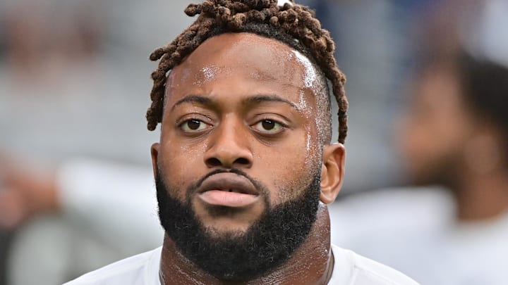 Sep 24, 2023; Glendale, Arizona, USA;  Dallas Cowboys defensive tackle Osa Odighizuwa (97) looks on prior to the game against the Arizona Cardinals at State Farm Stadium. Mandatory Credit: Matt Kartozian-Imagn Images