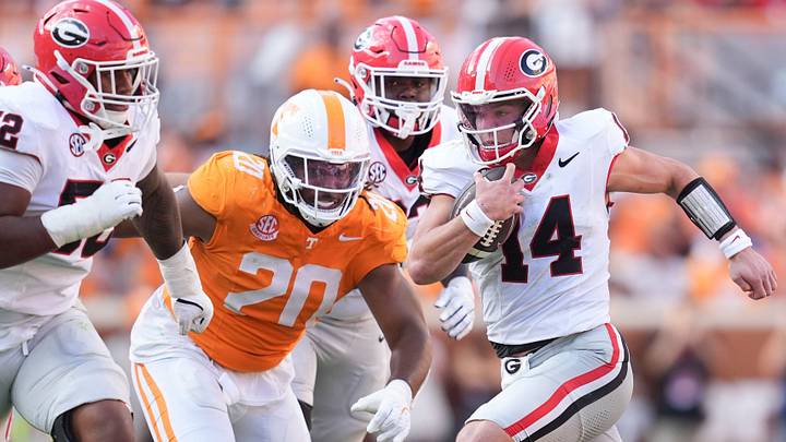 Gunner Stockton runs against Tennessee on September 13, 2025. Gunner Stockton runs against Tennessee on September 13, 2025.