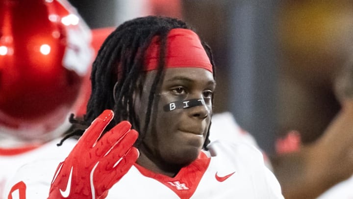 Houston Cougars wide receiver Amare Thomas (0) against the Arizona State Sun Devils at Mountain America Stadium. Mandatory Credit: Mark J. Rebilas-Imagn Images