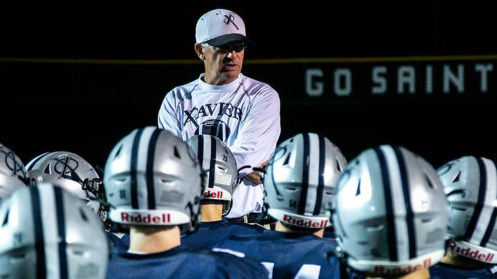 Cedar Rapids Xavier head coach Duane Schulte talks with players after a Class 4A varsity football game against Clear Creek Amana, Friday, Oct. 8, 2021, at Saints Field in Cedar Rapids, Iowa.
211008 Cca Cr Xavier Fb 036 Jpg Cedar Rapids Xavier head coach Duane Schulte talks with players after a Class 4A varsity football game against Clear Creek Amana, Friday, Oct. 8, 2021, at Saints Field in Cedar Rapids, Iowa.
211008 Cca Cr Xavier Fb 036 Jpg