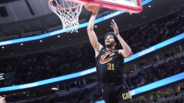 Feb 28, 2024; Chicago, Illinois, USA; Cleveland Cavaliers center Jarrett Allen (31) scores against the Chicago Bulls during the second half at United Center. Mandatory Credit: David Banks-Imagn Images Feb 28, 2024; Chicago, Illinois, USA; Cleveland Cavaliers center Jarrett Allen (31) scores against the Chicago Bulls during the second half at United Center. Mandatory Credit: David Banks-Imagn Images