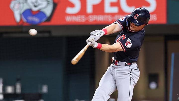 Jun 5, 2026; Arlington, Texas, USA; Cleveland Guardians second baseman Travis Bazzana (37) leads off with a home run during the first inning against the Texas Rangers at Globe Life Field. Mandatory Credit: Andrew Dieb-Imagn Images