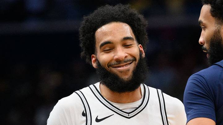 Feb 10, 2025; Washington, District of Columbia, USA; Washington Wizards forward Justin Champagnie (9) reacts with San Antonio Spurs forward Julian Champagnie (30) during the third quarter at Capital One Arena. Mandatory Credit: Reggie Hildred-Imagn Images Feb 10, 2025; Washington, District of Columbia, USA; Washington Wizards forward Justin Champagnie (9) reacts with San Antonio Spurs forward Julian Champagnie (30) during the third quarter at Capital One Arena. Mandatory Credit: Reggie Hildred-Imagn Images