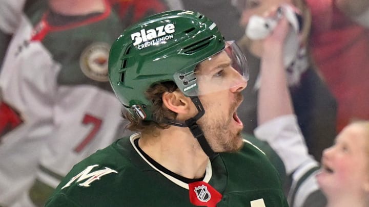 Minnesota Wild forward Marcus Foligno got called for a penalty that TNT analyst Paul Bissonnette wasn't a fan of in Game 3 vs. Colorado. (Mandatory Credit: Nick Wosika-Imagn Images)