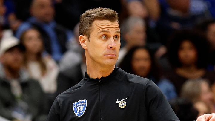 Mar 27, 2026; Washington, DC, USA; Duke Blue Devils head coach Jon Scheyer reacts in the first half during a Sweet Sixteen game of the East Regional of the men's 2026 NCAA Tournament at Capital One Arena. Mandatory Credit: Geoff Burke-Imagn Images Mar 27, 2026; Washington, DC, USA; Duke Blue Devils head coach Jon Scheyer reacts in the first half during a Sweet Sixteen game of the East Regional of the men's 2026 NCAA Tournament at Capital One Arena. Mandatory Credit: Geoff Burke-Imagn Images
