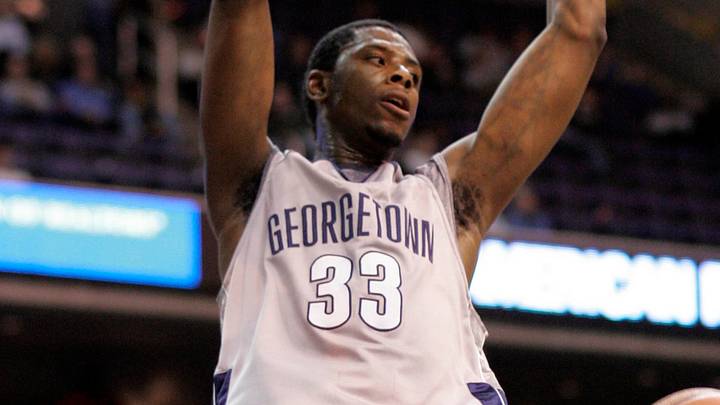 Dec 5, 2006; Washington, DC, USA; Georgetown Hoyas forward (33) Patrick Ewing Jr. dunks the ball in the second half at the Verizon Center in Washington, DC. Mandatory Credit: James Lang-USA TODAY Sports Copyright (C) James Lang Dec 5, 2006; Washington, DC, USA; Georgetown Hoyas forward (33) Patrick Ewing Jr. dunks the ball in the second half at the Verizon Center in Washington, DC. Mandatory Credit: James Lang-USA TODAY Sports Copyright (C) James Lang