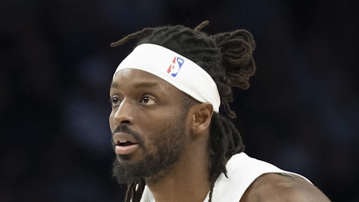 Portland Trail Blazers forward Jerami Grant looks on against the Minnesota Timberwolves. Portland Trail Blazers forward Jerami Grant looks on against the Minnesota Timberwolves.