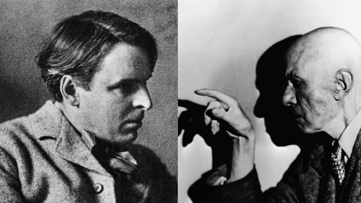 William Butler Yeats (L) took on Aleister Crowley (R) in a magic fight.