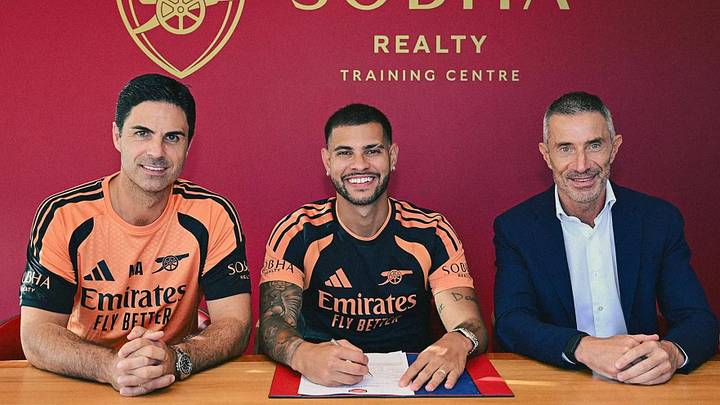 Bruno Guimarães (center) has joined Arsenal. Bruno Guimarães (center) has joined Arsenal.