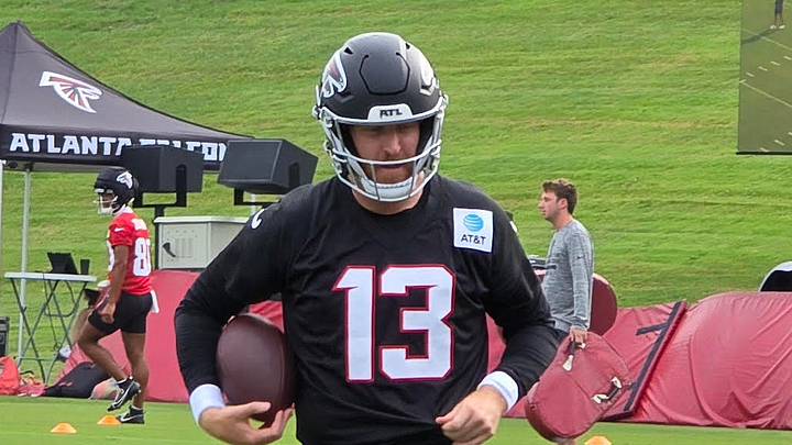 New Atlanta Falcons quarterback Cooper Rust was on the field Day 1 of training camp. New Atlanta Falcons quarterback Cooper Rust was on the field Day 1 of training camp.