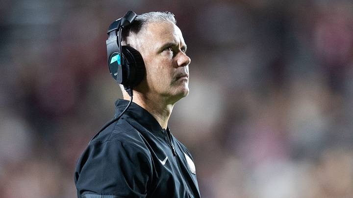 Florida State Seminoles head coach Mike Norvell watches the replay. The Florida State Seminoles defeated the New Mexico State Aggies 34-17 at Doak Campbell Stadium on Saturday, Aug. 29, 2026.
