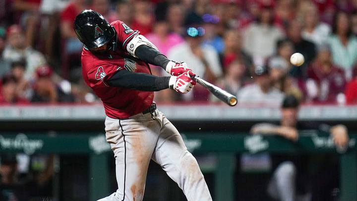 Arizona Diamondbacks center fielder Jordan Lawlar (10) hits a RBI double in the ninth inning of a MLB game between the Cincinnati Reds and Arizona Diamondbacks, Friday, June 12, 2026, at Great American Ball Park in downtown Cincinnati. Diamondbacks won 5-2. Arizona Diamondbacks center fielder Jordan Lawlar (10) hits a RBI double in the ninth inning of a MLB game between the Cincinnati Reds and Arizona Diamondbacks, Friday, June 12, 2026, at Great American Ball Park in downtown Cincinnati. Diamondbacks won 5-2.