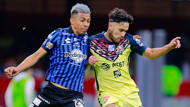 Ángel Sepúlveda (Querétaro) compite con el paraguayo Bruno Valdez (América) en el Clausura 2022. Ángel Sepúlveda (Querétaro) compite con el paraguayo Bruno Valdez (América) en el Clausura 2022.