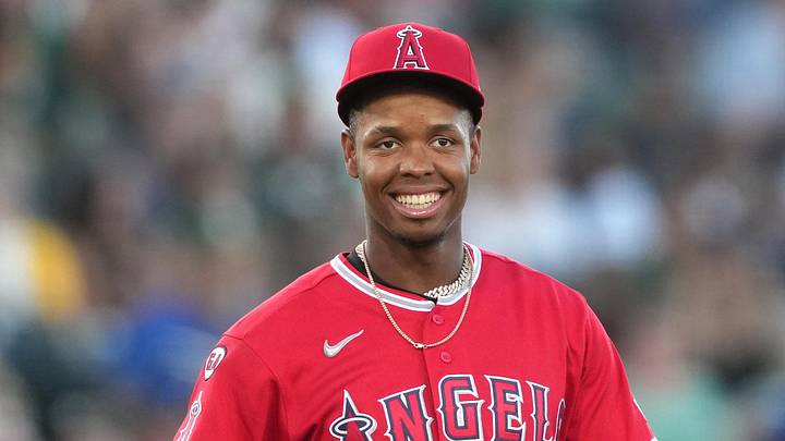 Los Angeles Angels third baseman Denzer Guzman (23) Los Angeles Angels third baseman Denzer Guzman (23)