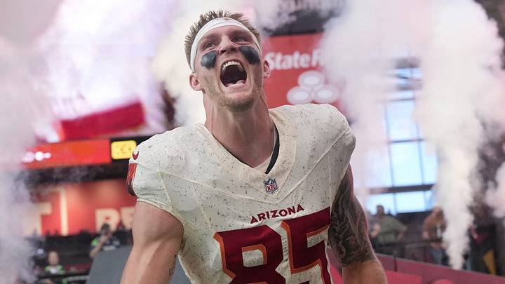 Arizona Cardinals tight end Trey McBride (85) is introduced before the game against the Seattle Seahawks at State Farm Stadium on Sept. 25, 2025. Arizona Cardinals tight end Trey McBride (85) is introduced before the game against the Seattle Seahawks at State Farm Stadium on Sept. 25, 2025.