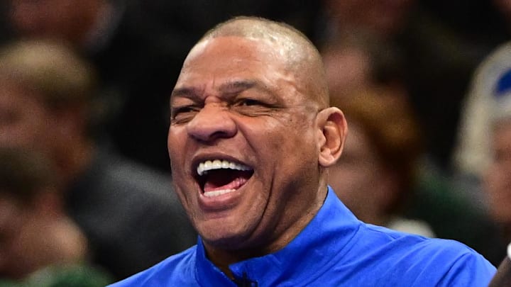 Milwaukee Bucks head coach Doc Rivers reacts in the second quarter against the Orlando Magic at Fiserv Forum on December 10, 2024.