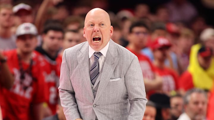 Jan 17, 2026; Columbus, Ohio, USA; UCLA Bruins head coach Mick Cronin reacts to a play during the second half against the Ohio State Buckeyes at Value City Arena. Mandatory Credit: Joseph Maiorana-Imagn Images