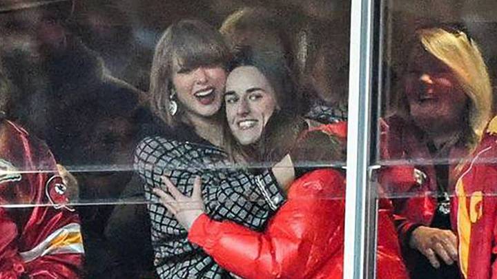 Taylor Swift and Caitlin Clark at a Kansas City Chiefs game.