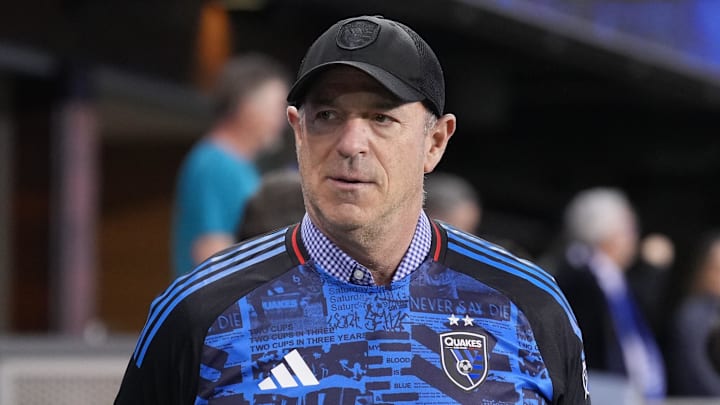 Feb 22, 2025; San Jose, California, USA; San Jose Earthquakes owner John Fisher before the game against Real Salt Lake at PayPal Park. Mandatory Credit: Darren Yamashita-Imagn Images