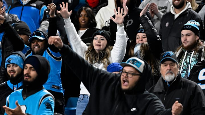 Carolina Panthers fans react in the fourth quarter at Bank of America Stadium.