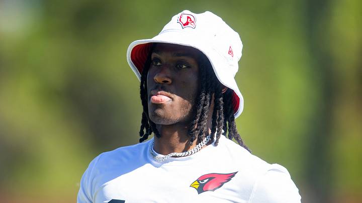 May 10, 2024; Tempe, AZ, USA; Arizona Cardinals wide receiver Marvin Harrison Jr. (18) during rookie minicamp at the teams Tempe Training Facility. Mandatory Credit: Mark J. Rebilas-USA TODAY Sports May 10, 2024; Tempe, AZ, USA; Arizona Cardinals wide receiver Marvin Harrison Jr. (18) during rookie minicamp at the teams Tempe Training Facility. Mandatory Credit: Mark J. Rebilas-USA TODAY Sports
