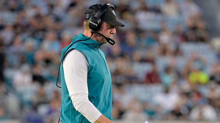 Aug 21, 2026; Jacksonville, Florida, USA; Jacksonville Jaguars head coach Liam Coen during the first quarter of the preseason game against the Carolina Panthers at EverBank Stadium. Mandatory Credit: Melina Myers-Imagn Images Aug 21, 2026; Jacksonville, Florida, USA; Jacksonville Jaguars head coach Liam Coen during the first quarter of the preseason game against the Carolina Panthers at EverBank Stadium. Mandatory Credit: Melina Myers-Imagn Images