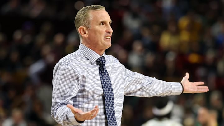 Jan 11, 2025; Tempe, Arizona, USA; Arizona State Sun Devils head coach Bobby Hurley reacts against the Baylor Bears at Desert Financial Arena. Mandatory Credit: Mark J. Rebilas-Imagn Images Jan 11, 2025; Tempe, Arizona, USA; Arizona State Sun Devils head coach Bobby Hurley reacts against the Baylor Bears at Desert Financial Arena. Mandatory Credit: Mark J. Rebilas-Imagn Images