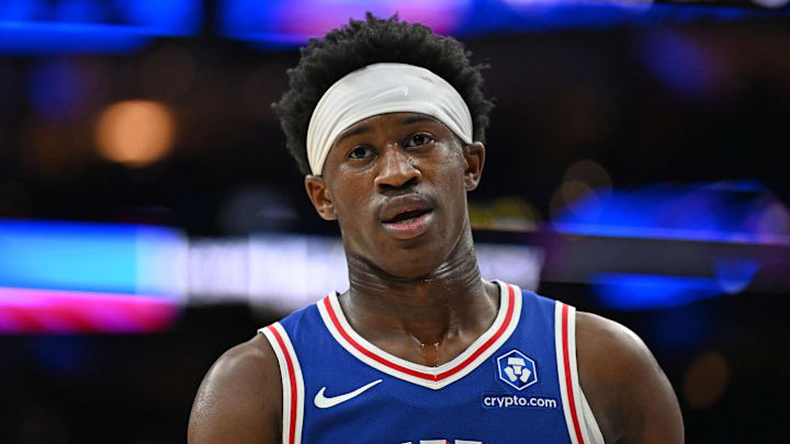 Philadelphia 76ers guard VJ Edgecombe (77) against the Indiana Pacers at Xfinity Mobile Arena. Philadelphia 76ers guard VJ Edgecombe (77) against the Indiana Pacers at Xfinity Mobile Arena.