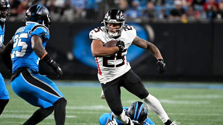 Atlanta Falcons running back Tyler Allgeier was leaving Panthers in his wake on his way to getting NFL Network's "Angry Run" award. Atlanta Falcons running back Tyler Allgeier was leaving Panthers in his wake on his way to getting NFL Network's "Angry Run" award.