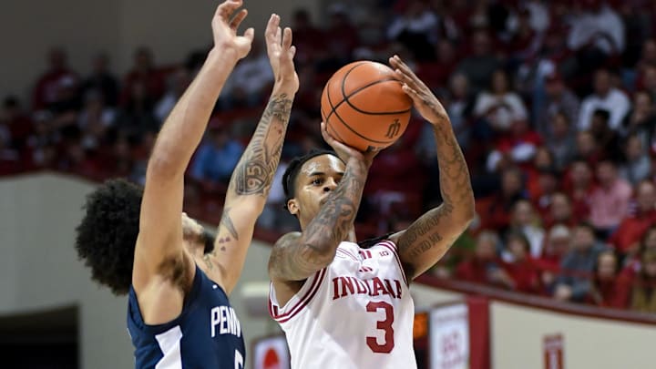 Indiana guard Lamar Wilkerson shoots the ball Dec. 9, 2025, vs. Penn State in the first half at Simon Skjodt Assembly Hall. Indiana guard Lamar Wilkerson shoots the ball Dec. 9, 2025, vs. Penn State in the first half at Simon Skjodt Assembly Hall.
