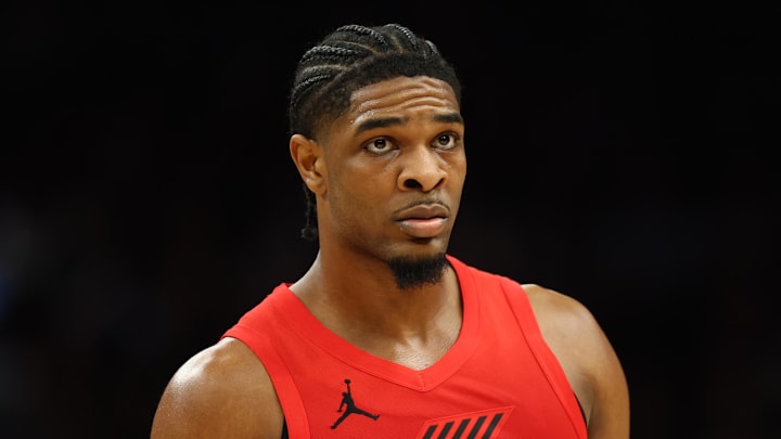 Feb 22, 2026; Phoenix, Arizona, USA; Portland Trail Blazers guard Scoot Henderson (00) against the Phoenix Suns at Mortgage Matchup Center. Mandatory Credit: Mark J. Rebilas-Imagn Images Feb 22, 2026; Phoenix, Arizona, USA; Portland Trail Blazers guard Scoot Henderson (00) against the Phoenix Suns at Mortgage Matchup Center. Mandatory Credit: Mark J. Rebilas-Imagn Images