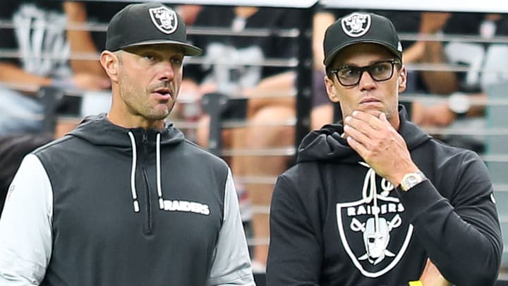 Las Vegas Raiders GM John Spytek, and minority owner Tom Brady