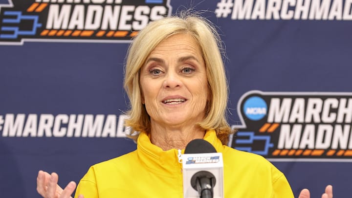 LSU Head Coach Kim Mulkey meets with the media on March 20, 2025.