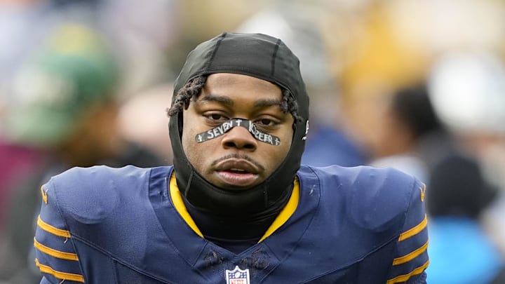 New Seattle Seahawks running back Emanuel Wilson walks off the field