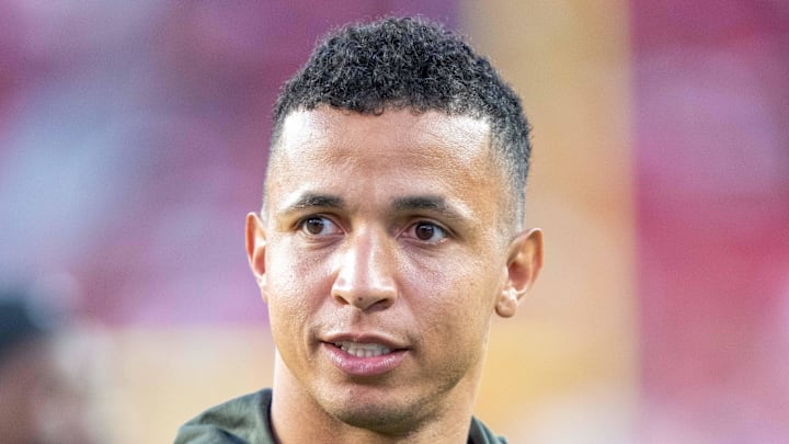 November 9, 2025; Santa Clara, California, USA; Los Angeles Rams pass game coordinator Nate Scheelhaase after the game against the San Francisco 49ers at Levi's Stadium. Mandatory Credit: Kyle Terada-Imagn Images