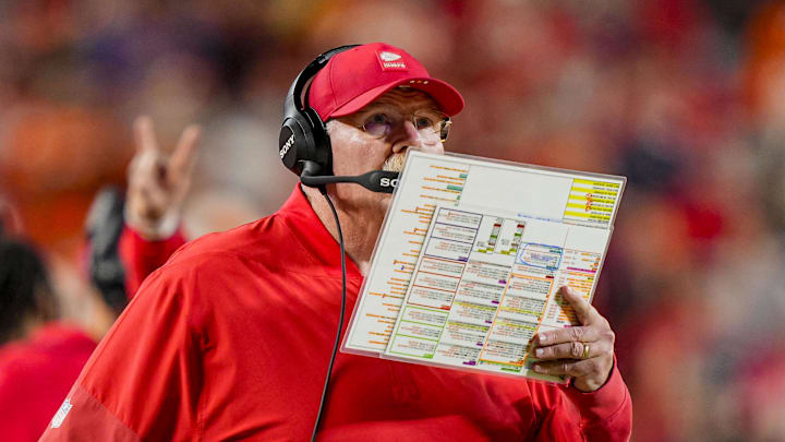 Dec 25, 2025; Kansas City, Missouri, USA; Kansas City Chiefs coach Andy Reid during the fourth quarter at GEHA Field at Arrowhead Stadium. Mandatory Credit: Jay Biggerstaff-Imagn Images Dec 25, 2025; Kansas City, Missouri, USA; Kansas City Chiefs coach Andy Reid during the fourth quarter at GEHA Field at Arrowhead Stadium. Mandatory Credit: Jay Biggerstaff-Imagn Images
