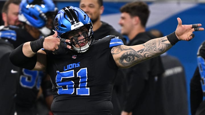 Detroit Lions defensive tackle Roy Lopez (51) reacts against the Tampa Bay Buccaneers 