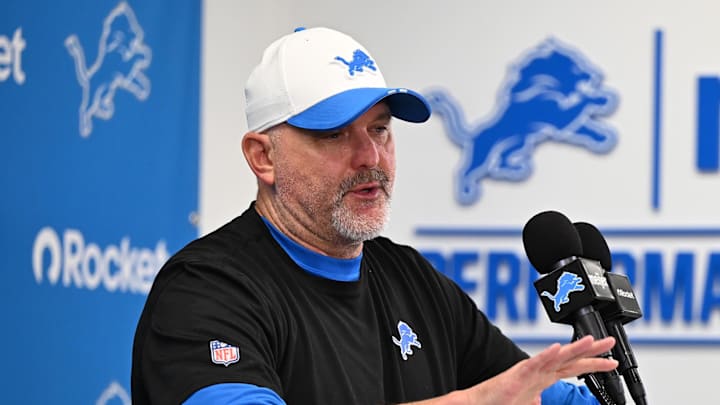 Detroit Lions offensive coordinator John Morton talks with the media before the Lions take the field for practice Detroit Lions offensive coordinator John Morton talks with the media before the Lions take the field for practice