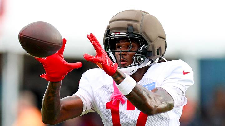 Tampa Bay Buccaneers wide receiver Ted Hurst III (17) participates in training camp at AdventHealth Training Center. Tampa Bay Buccaneers wide receiver Ted Hurst III (17) participates in training camp at AdventHealth Training Center.